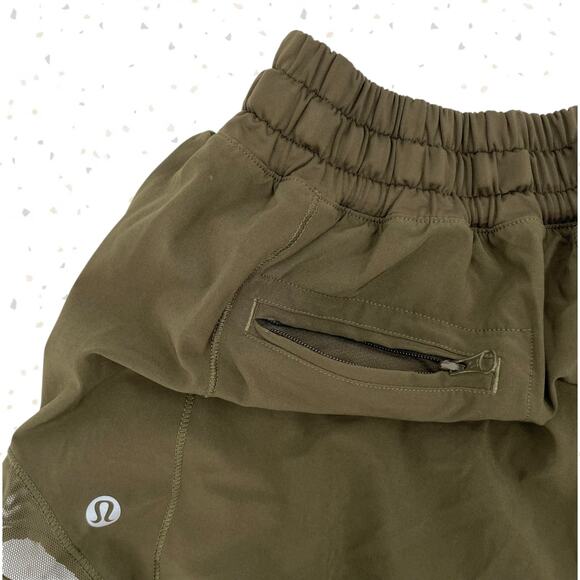 Lululemon Hotty Hot Shorts Long 4" Dark Olive Army Green Running Athletic Size 6 - Picture 3 of 12
